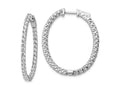 FJC Finejewelers 925 Sterling Silver Rhodium Plated CZ In and Out Oval Hoop Earrings 37 x 31 mm