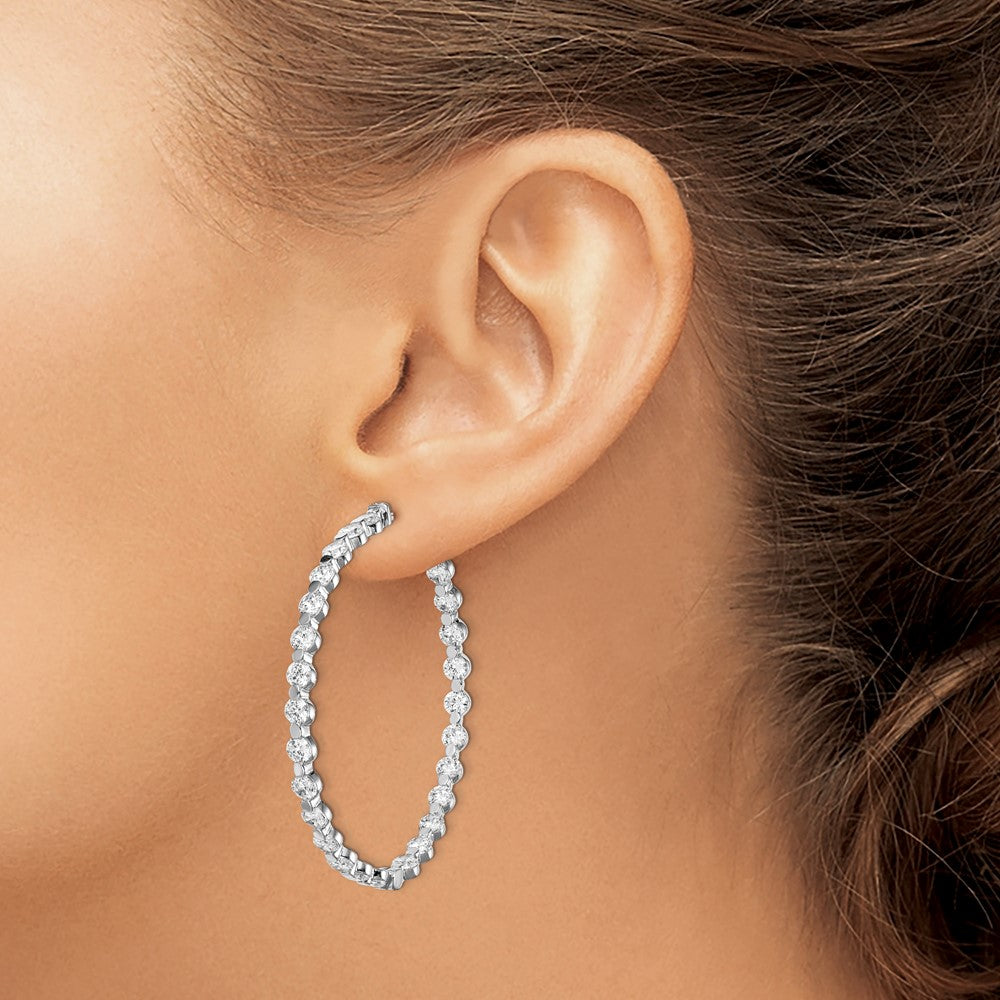 FJC Finejewelers 925 Sterling Silver Rhodium Plated CZ In and Out Round Hoop Earrings 47 x 46 mm