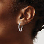 FJC Finejewelers 925 Sterling Silver Rhodium Plated In and Out CZ Hinged Hoop Earrings 23 x 24 mm