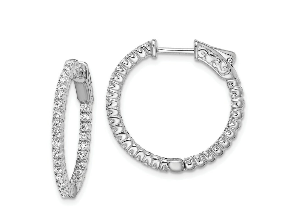FJC Finejewelers 925 Sterling Silver Rhodium Plated In and Out CZ Hinged Hoop Earrings 23 x 24 mm