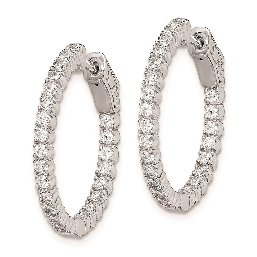 FJC Finejewelers 925 Sterling Silver Rhodium Plated CZ In and Out Round Hinged Hoop Earrings 22 x 23 mm