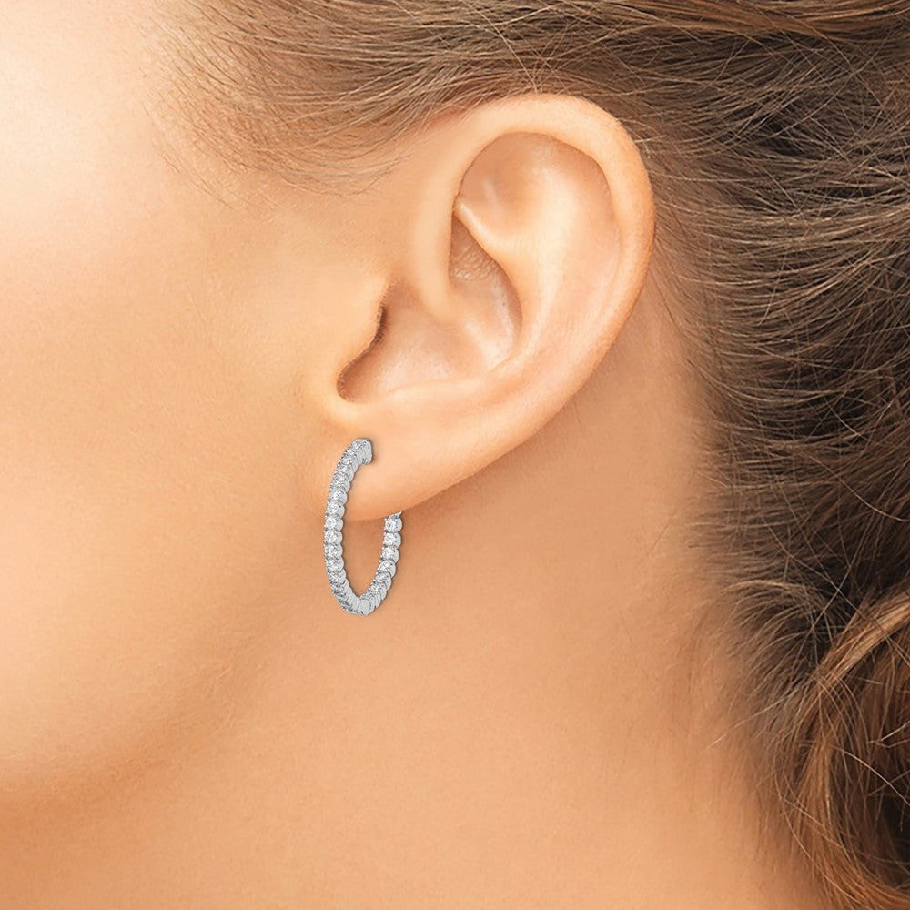FJC Finejewelers 925 Sterling Silver Rhodium Plated CZ In and Out Round Hinged Hoop Earrings 22 x 23 mm