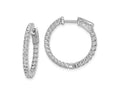 FJC Finejewelers 925 Sterling Silver Rhodium Plated CZ In and Out Round Hinged Hoop Earrings 22 x 23 mm