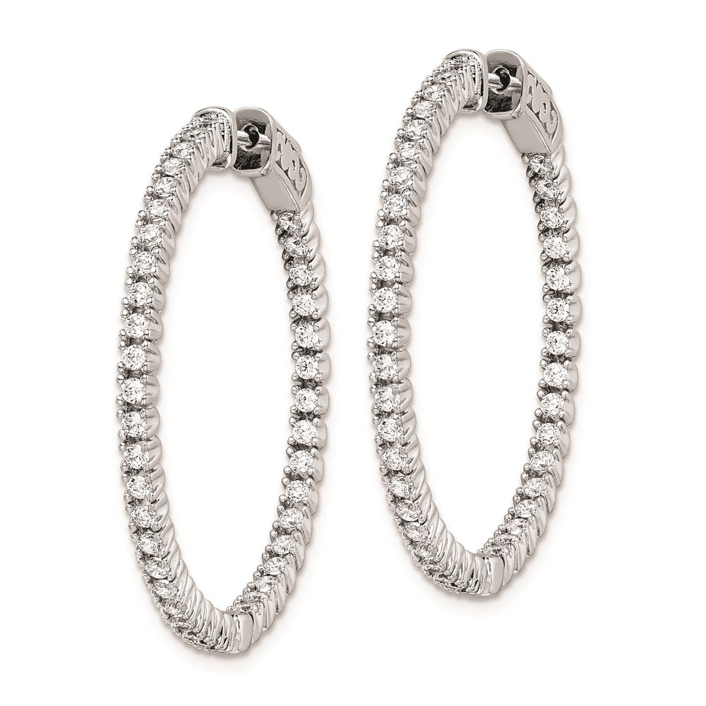 FJC Finejewelers 925 Sterling Silver Rhodium Plated CZ In and Out Round Hinged Hoop Earrings 35 x 32 mm