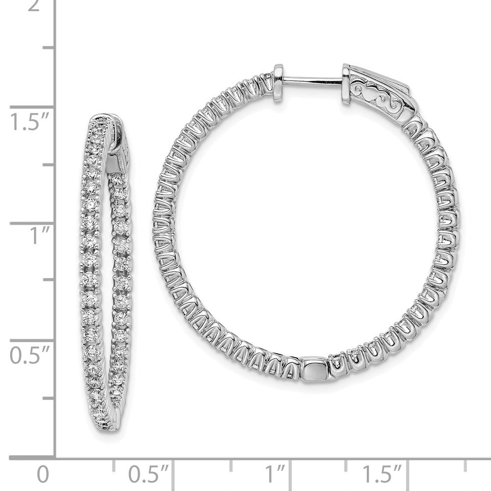 FJC Finejewelers 925 Sterling Silver Rhodium Plated CZ In and Out Round Hinged Hoop Earrings 35 x 32 mm