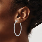 FJC Finejewelers 925 Sterling Silver Rhodium Plated CZ In and Out Round Hinged Hoop Earrings 41 x 40 mm