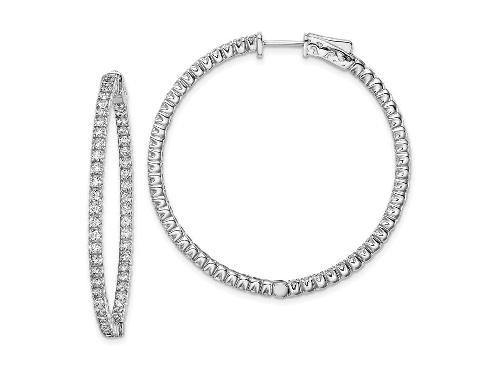 FJC Finejewelers 925 Sterling Silver Rhodium Plated CZ In and Out Round Hinged Hoop Earrings 41 x 40 mm