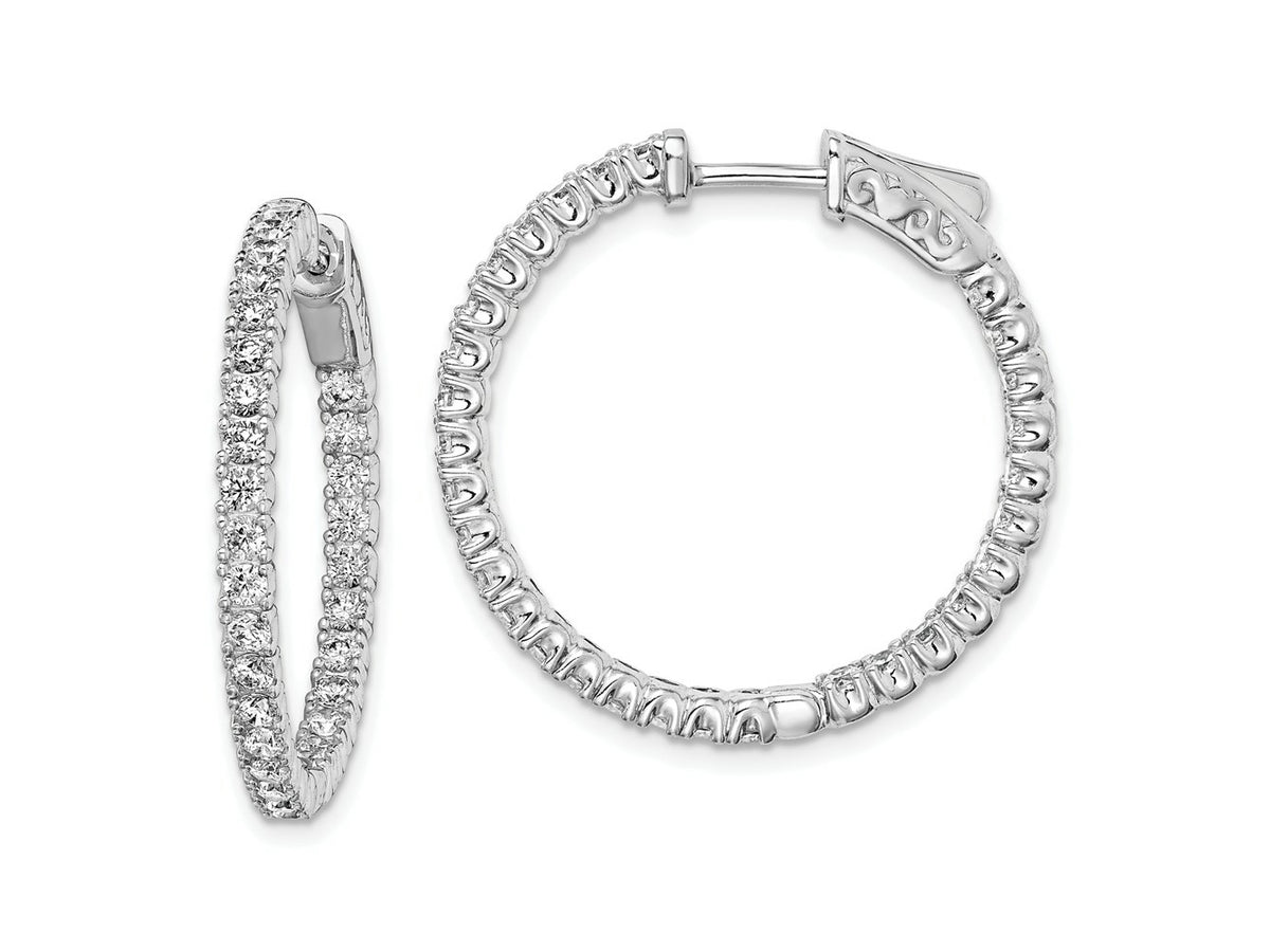 FJC Finejewelers 925 Sterling Silver Rhodium Plated In and Out CZ Round Hinged Hoop Earrings 28 x 29 mm