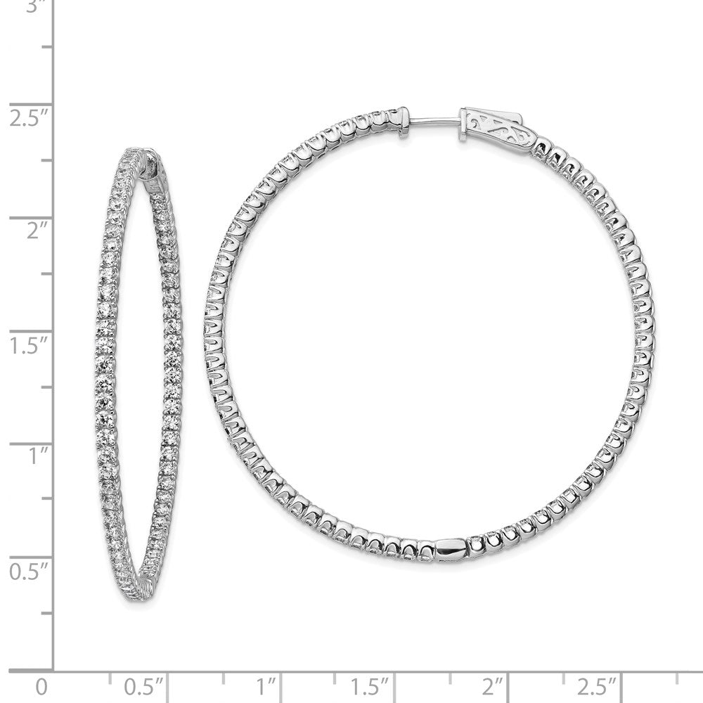FJC Finejewelers 925 Sterling Silver Rhodium Plated CZ In and Out Round Hinged Hoop Earrings 50 x 50 mm