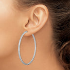 FJC Finejewelers 925 Sterling Silver Rhodium Plated CZ In and Out Hinged Hoop Earrings 65 x 66 mm