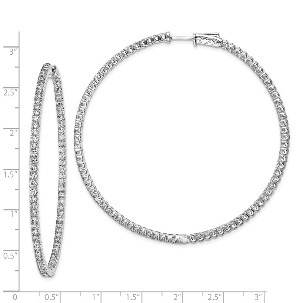 FJC Finejewelers 925 Sterling Silver Rhodium Plated CZ In and Out Hinged Hoop Earrings 65 x 66 mm