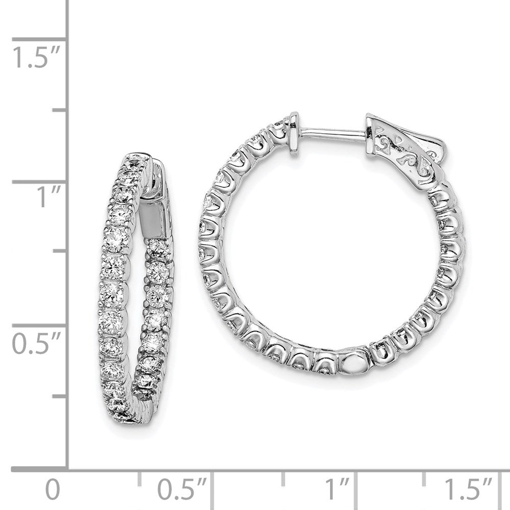 FJC Finejewelers 925 Sterling Silver Rhodium Plated CZ In and Out Hinged Hoop Earrings 23 x 23 mm