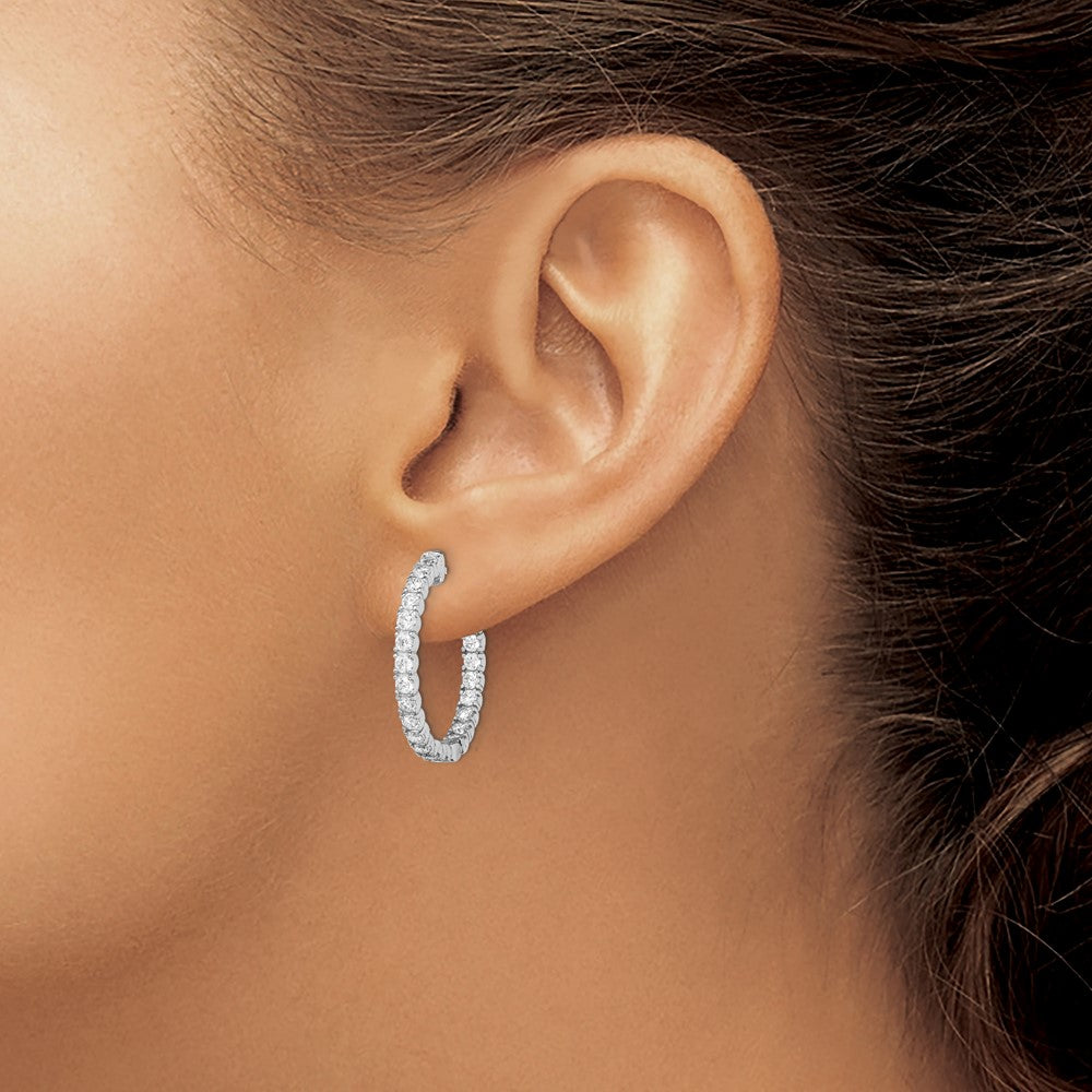 FJC Finejewelers 925 Sterling Silver Rhodium Plated CZ In and Out Hinged Hoop Earrings 23 x 23 mm