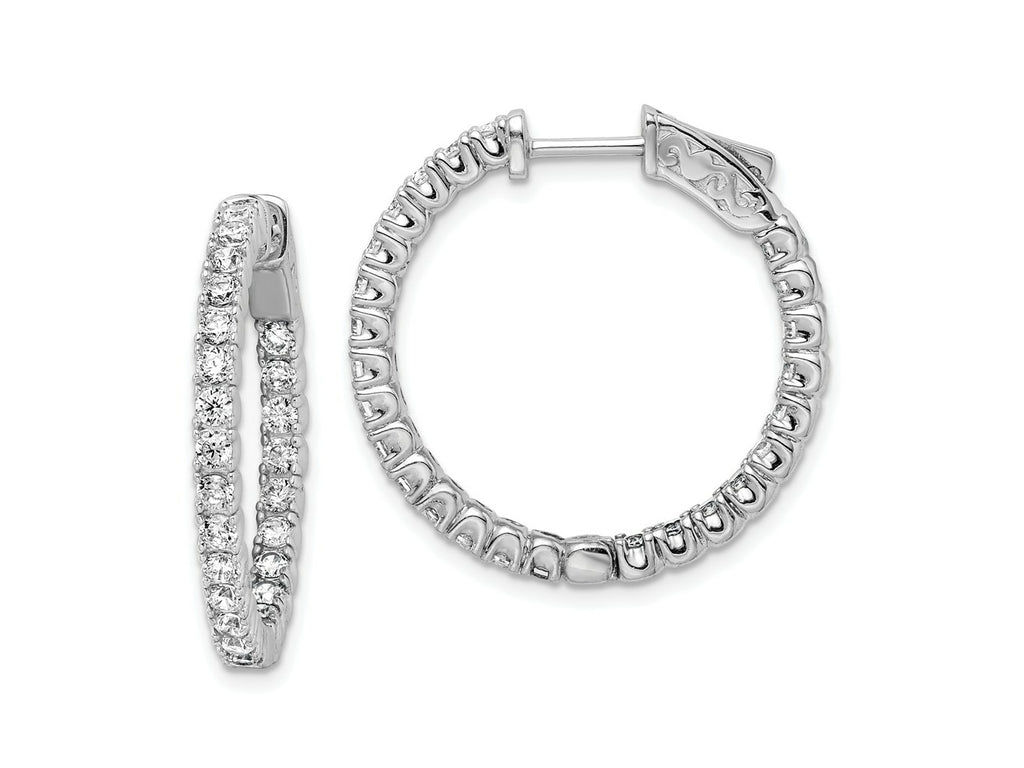 FJC Finejewelers 925 Sterling Silver Rhodium Plated CZ In and Out Hinged Hoop Earrings 26 x 26 mm