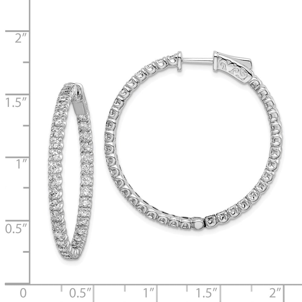 FJC Finejewelers 925 Sterling Silver Rhodium Plated CZ In and Out Hinged Hoop Earrings 35 x 35 mm