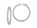 FJC Finejewelers 925 Sterling Silver Rhodium Plated CZ In and Out Hinged Hoop Earrings 35 x 35 mm