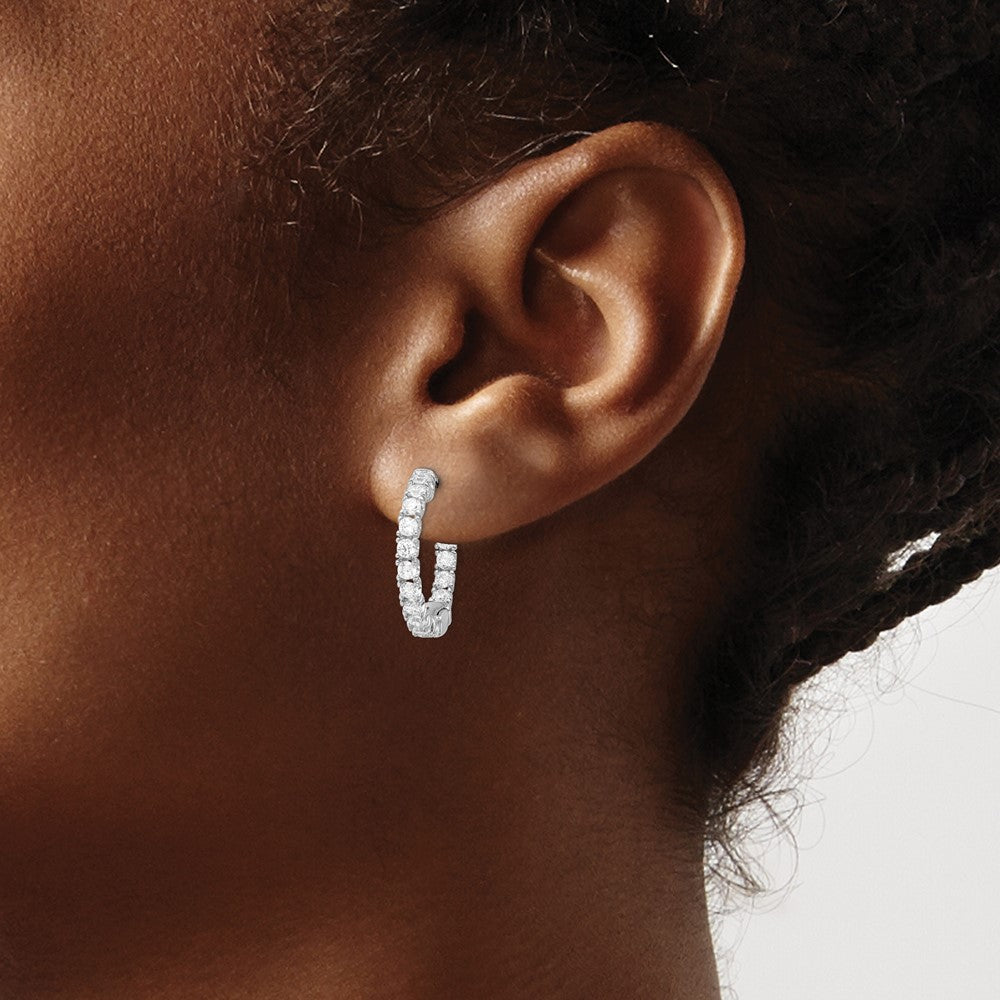 FJC Finejewelers 925 Sterling Silver Rhodium Plated CZ In and Out Hinged Hoop Earrings 21 x 21 mm