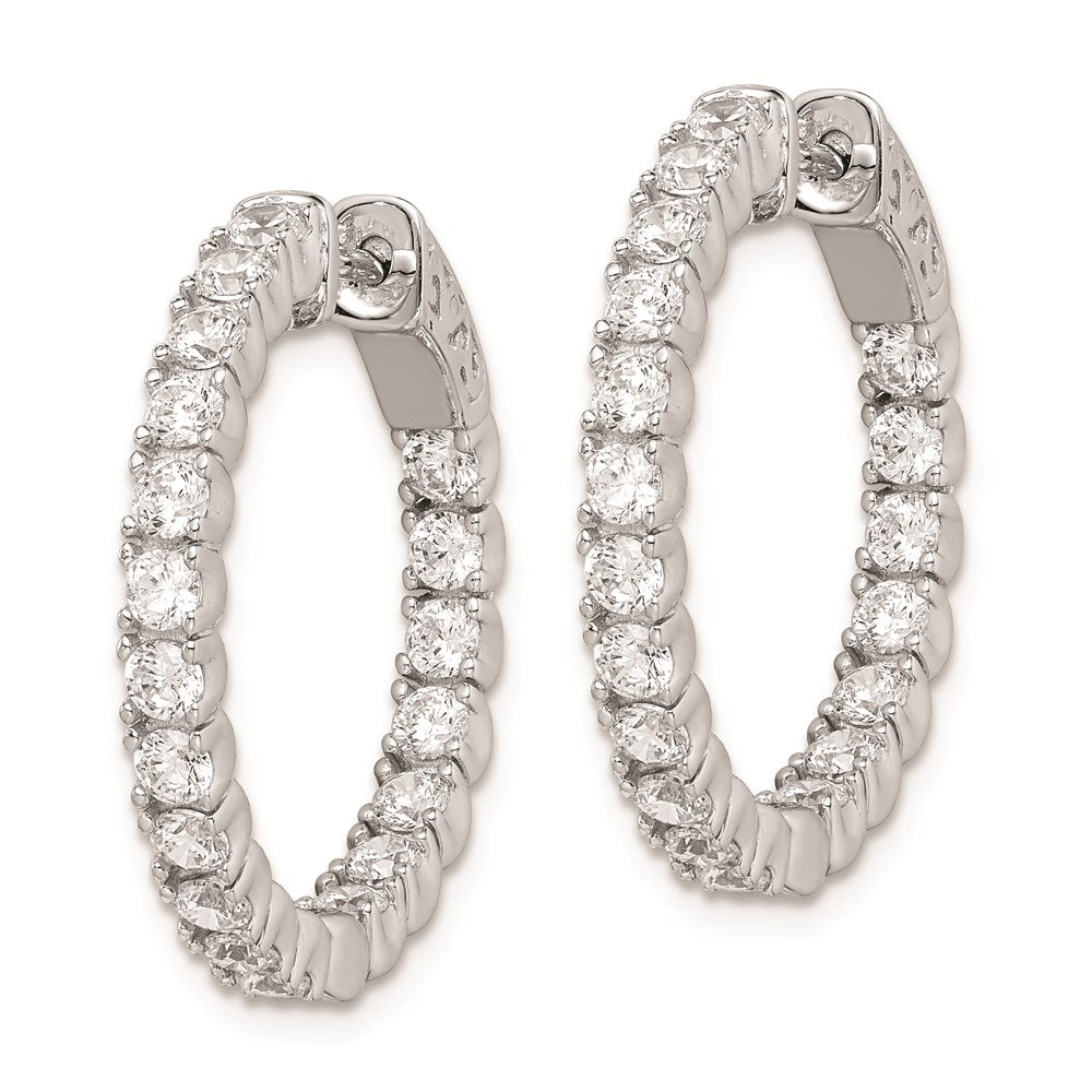 FJC Finejewelers 925 Sterling Silver Rhodium Plated CZ In and Out Hinged Hoop Earrings 25 x 24 mm
