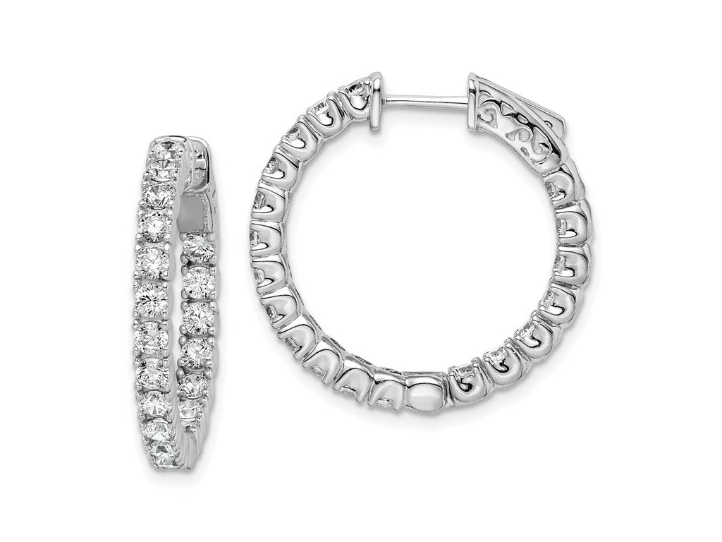 FJC Finejewelers 925 Sterling Silver Rhodium Plated CZ In and Out Hinged Hoop Earrings 25 x 24 mm