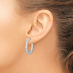 FJC Finejewelers 925 Sterling Silver Rhodium Plated CZ In and Out Hinged Hoop Earrings 24 x 27 mm
