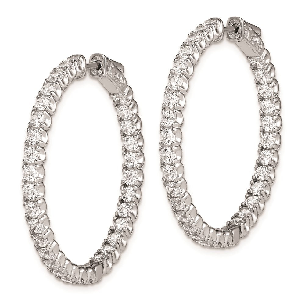 FJC Finejewelers 925 Sterling Silver Rhodium Plated CZ In and Out Hinged Hoop Earrings 33 x 33 mm