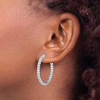 FJC Finejewelers 925 Sterling Silver Rhodium Plated CZ In and Out Hinged Hoop Earrings 33 x 33 mm