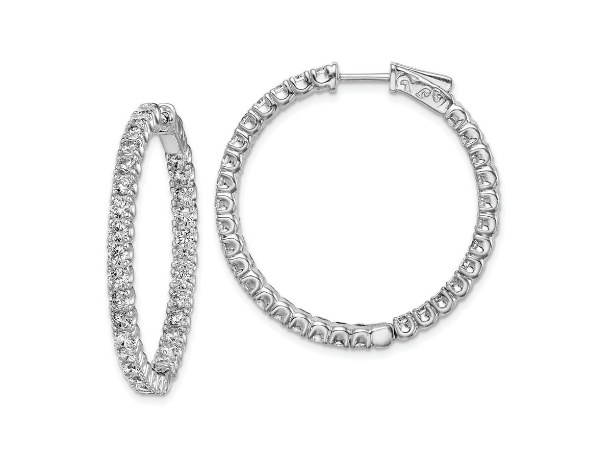 FJC Finejewelers 925 Sterling Silver Rhodium Plated CZ In and Out Hinged Hoop Earrings 33 x 33 mm