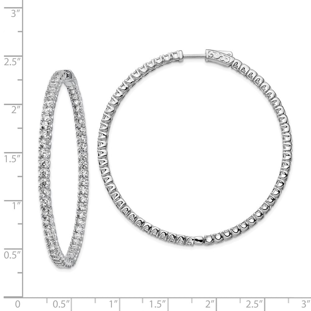 FJC Finejewelers 925 Sterling Silver Rhodium Plated CZ In and Out Hinged Hoop Earrings 51 x 50 mm