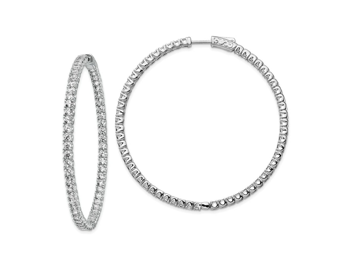 FJC Finejewelers 925 Sterling Silver Rhodium Plated CZ In and Out Hinged Hoop Earrings 51 x 50 mm