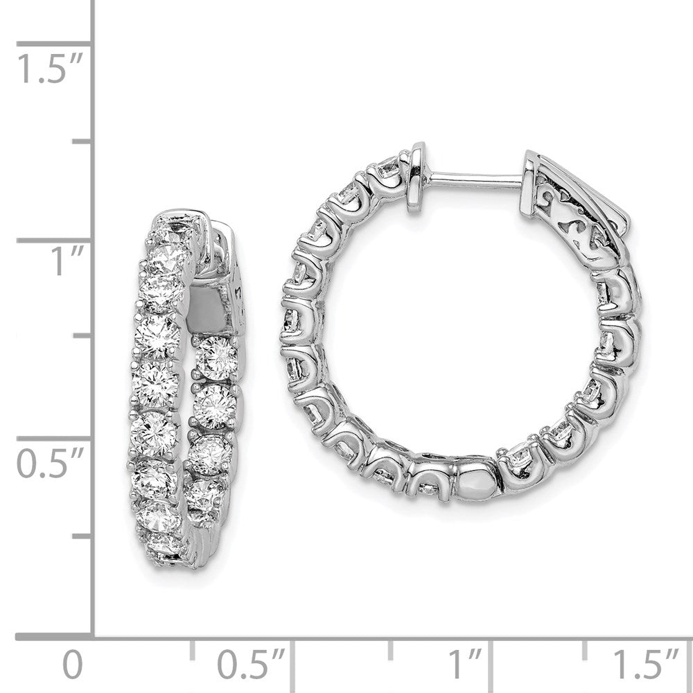FJC Finejewelers 925 Sterling Silver Rhodium Plated CZ In and Out Hinged Hoop Earrings 23 x 23 mm