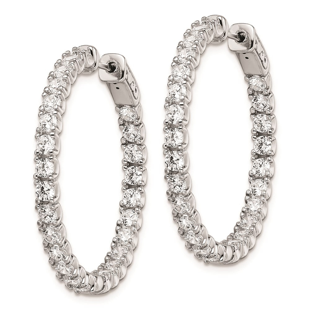 FJC Finejewelers 925 Sterling Silver Rhodium Plated CZ In and Out Hinged Hoop Earrings 33 x 33 mm
