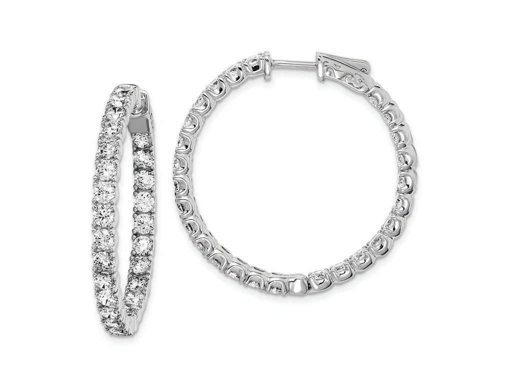 FJC Finejewelers 925 Sterling Silver Rhodium Plated CZ In and Out Hinged Hoop Earrings 33 x 33 mm