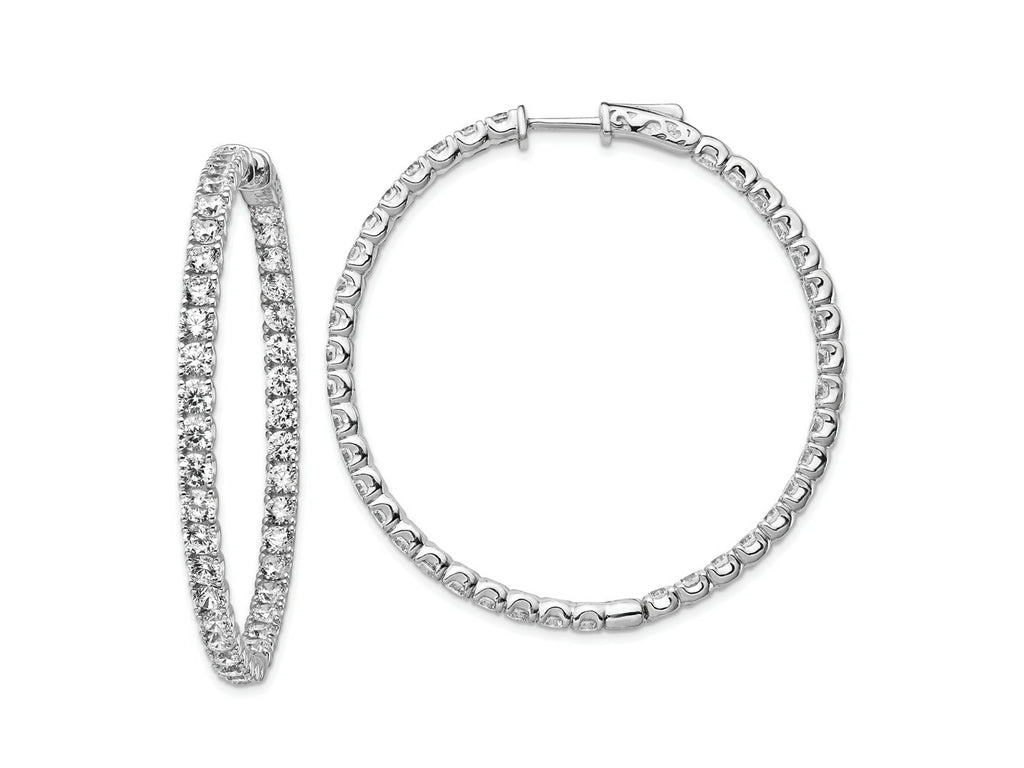 FJC Finejewelers 925 Sterling Silver Rhodium Plated CZ In and Out Hinged Hoop Earrings 49 x 48 mm