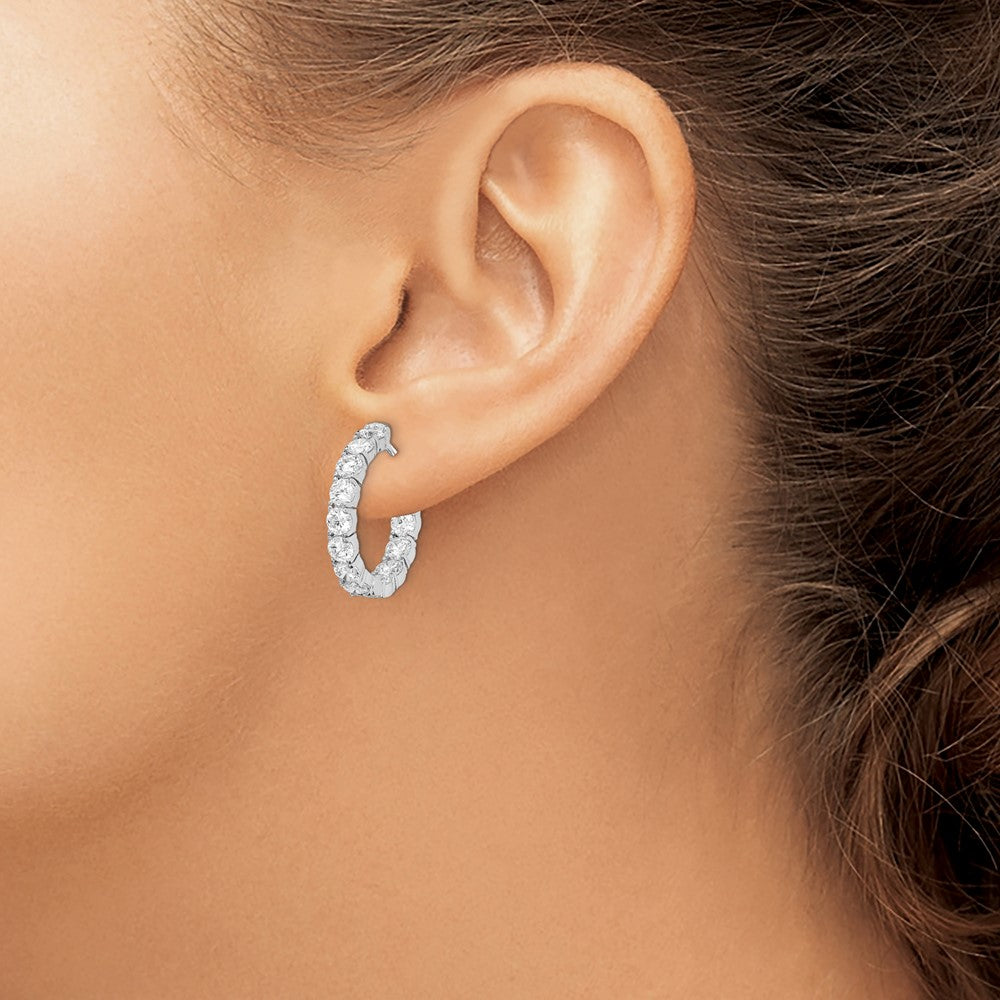 FJC Finejewelers 925 Sterling Silver Rhodium Plated CZ In and Out Hinged Hoop Earrings 21 x 21 mm