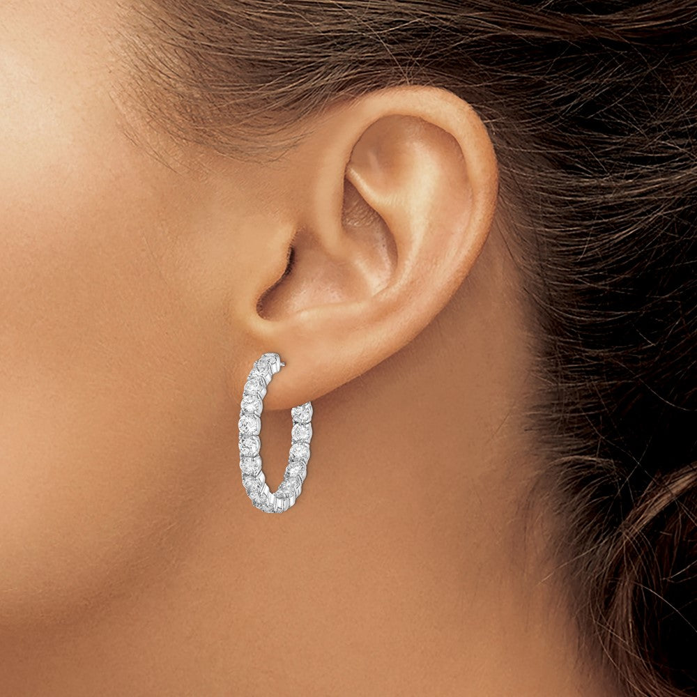 FJC Finejewelers 925 Sterling Silver Rhodium Plated CZ In and Out Hinged Hoop Earrings 28 x 28 mm