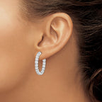 FJC Finejewelers 925 Sterling Silver Rhodium Plated CZ In and Out Hinged Hoop Earrings 28 x 28 mm