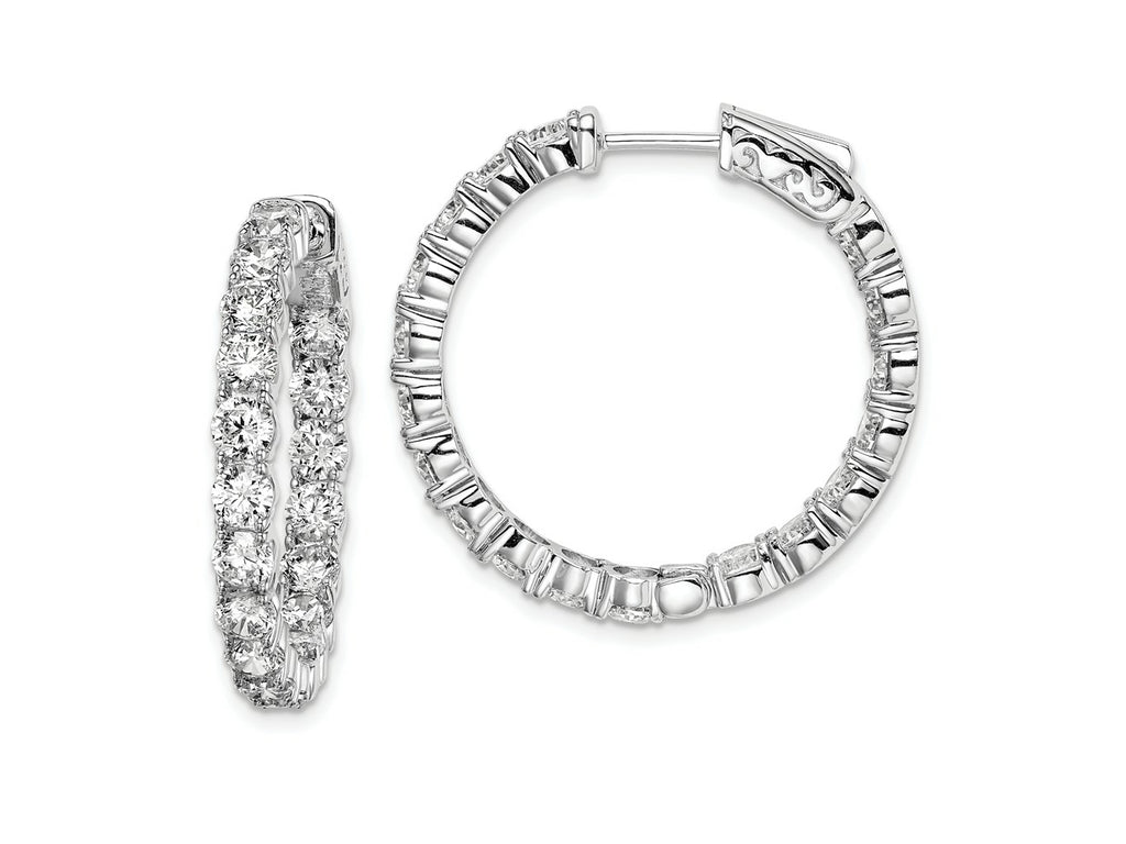 FJC Finejewelers 925 Sterling Silver Rhodium Plated CZ In and Out Hinged Hoop Earrings 28 x 28 mm