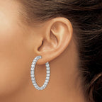 FJC Finejewelers 925 Sterling Silver Rhodium Plated CZ In and Out Hinged Hoop Earrings 38 x 38 mm
