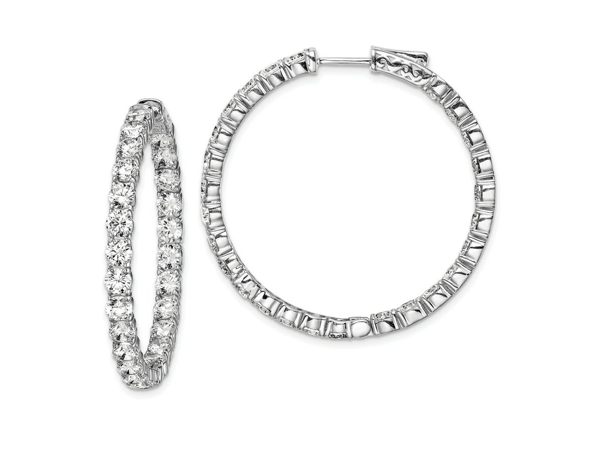 FJC Finejewelers 925 Sterling Silver Rhodium Plated CZ In and Out Hinged Hoop Earrings 38 x 38 mm