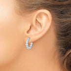 FJC Finejewelers 925 Sterling Silver Rhodium Plated CZ In and Out Hinged Hoop Earrings 19 x 19 mm