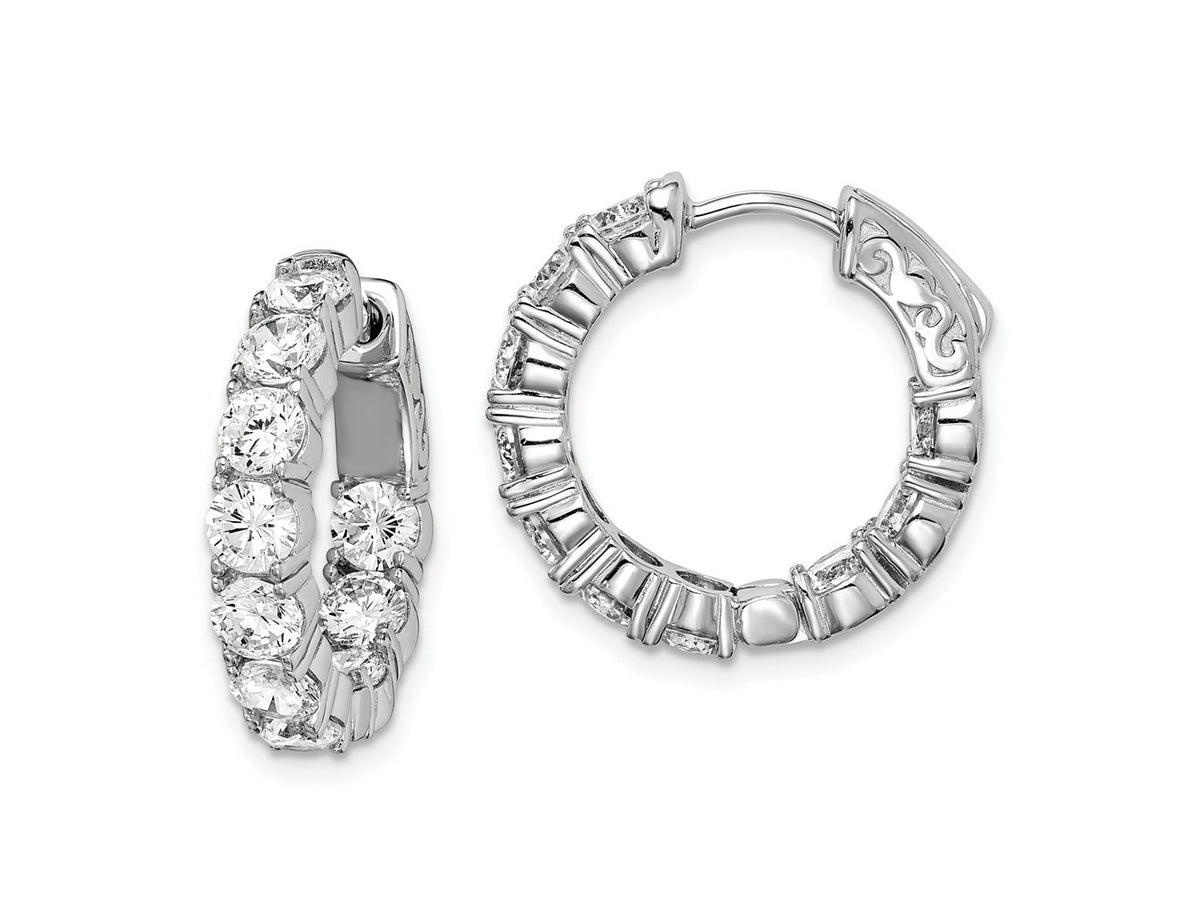 FJC Finejewelers 925 Sterling Silver Rhodium Plated CZ In and Out Hinged Hoop Earrings 19 x 19 mm