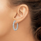 FJC Finejewelers 925 Sterling Silver Rhodium Plated CZ In and Out Hinged Hoop Earrings 28 x 28 mm