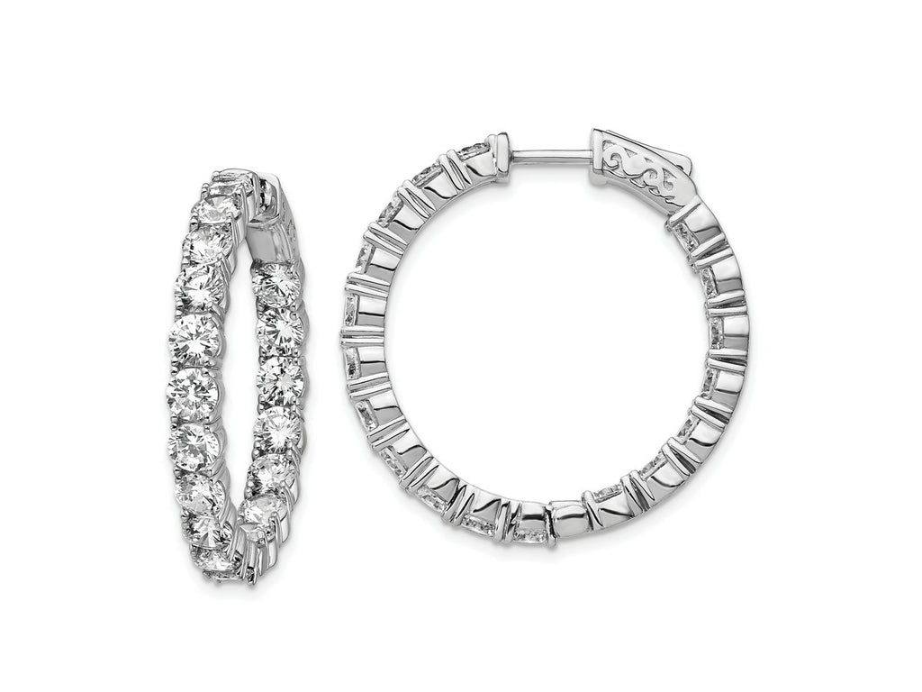 FJC Finejewelers 925 Sterling Silver Rhodium Plated CZ In and Out Hinged Hoop Earrings 28 x 28 mm
