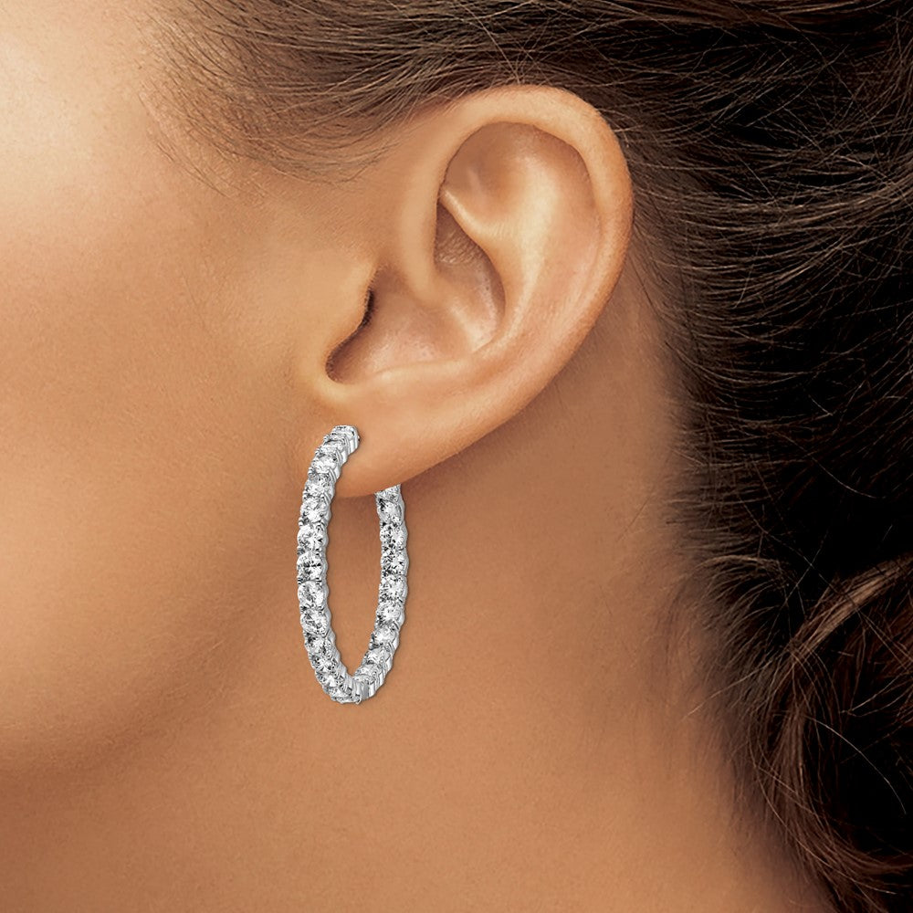 FJC Finejewelers 925 Sterling Silver Rhodium Plated CZ In and Out Hinged Hoop Earrings 36 x 36 mm