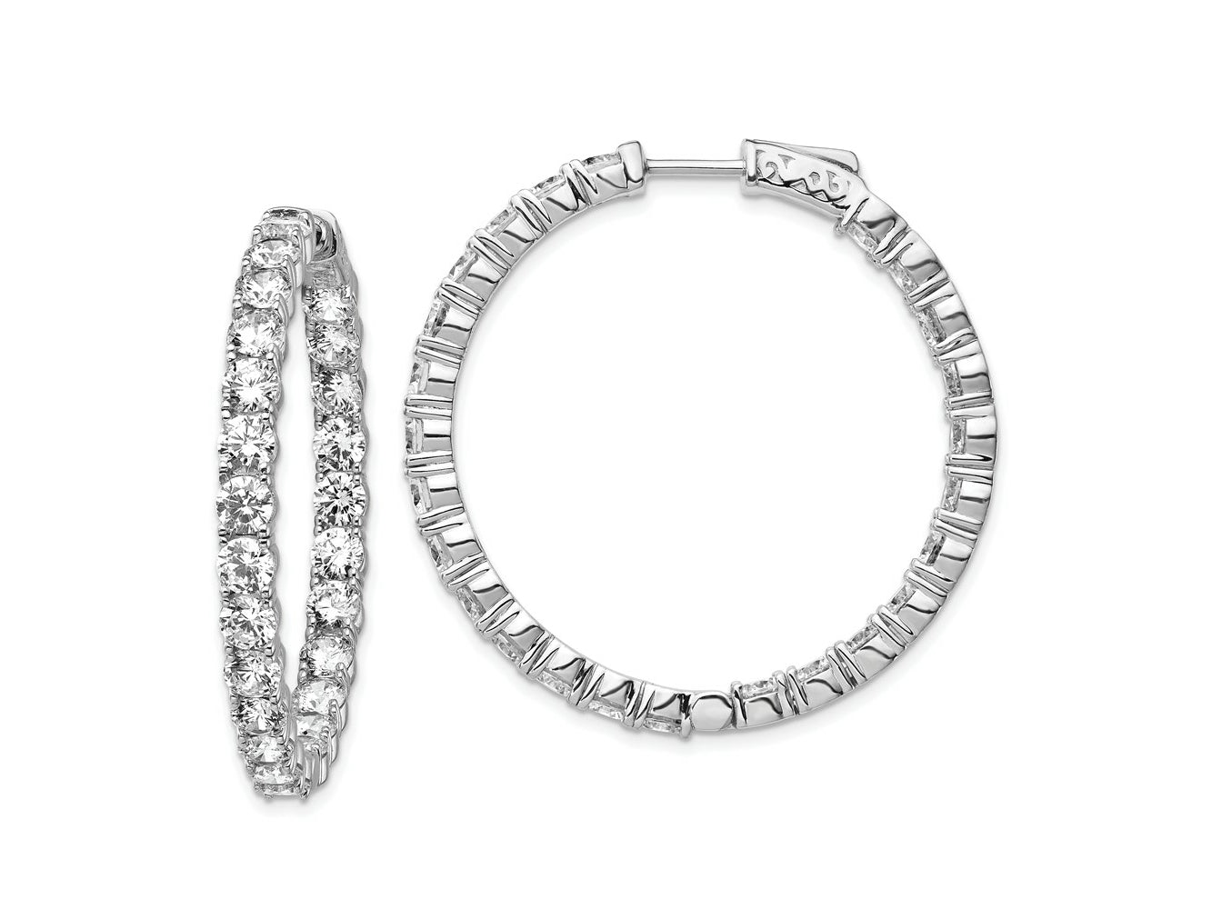 FJC Finejewelers 925 Sterling Silver Rhodium Plated CZ In and Out Hinged Hoop Earrings 36 x 36 mm
