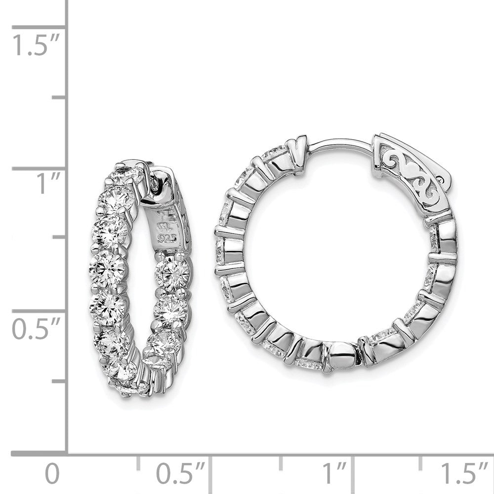 FJC Finejewelers 925 Sterling Silver Rhodium Plated CZ In and Out Hinged Hoop Earrings 21 x 22 mm