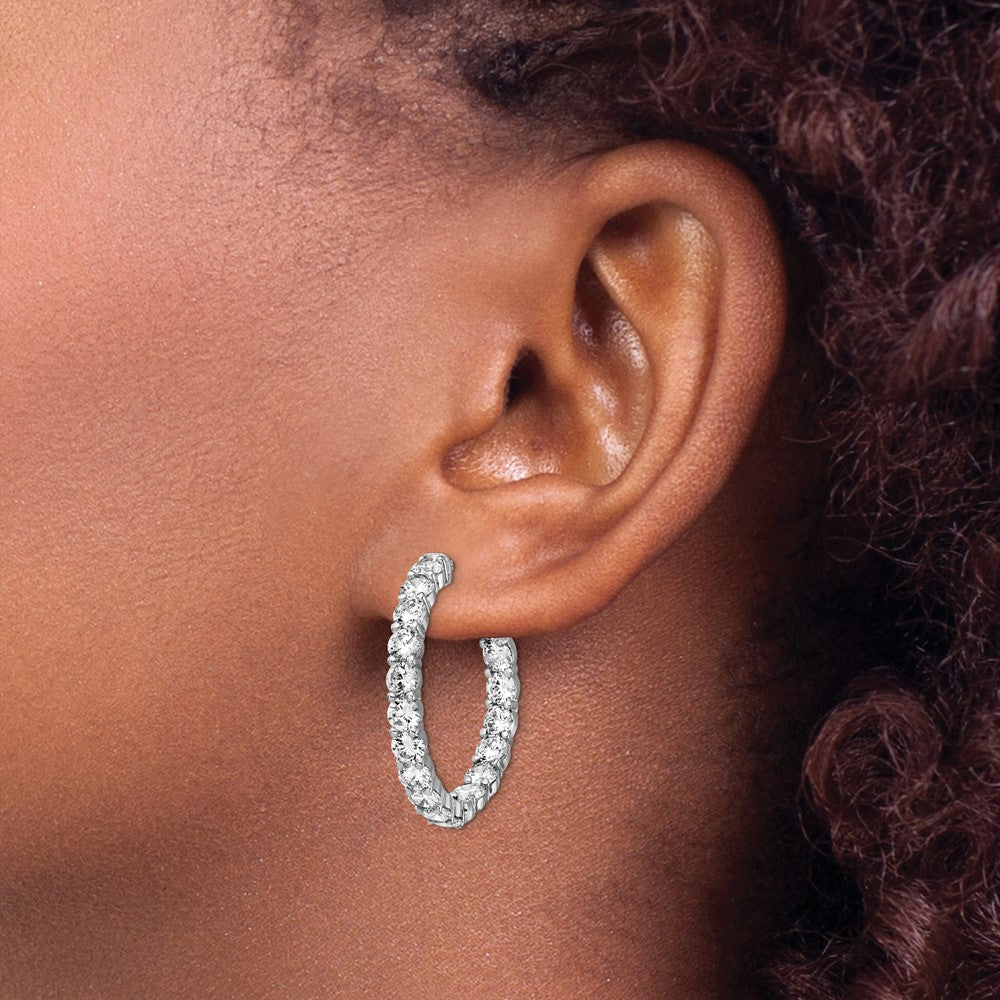 FJC Finejewelers 925 Sterling Silver Rhodium Plated CZ In and Out Hinged Hoop Earrings 28 x 28 mm