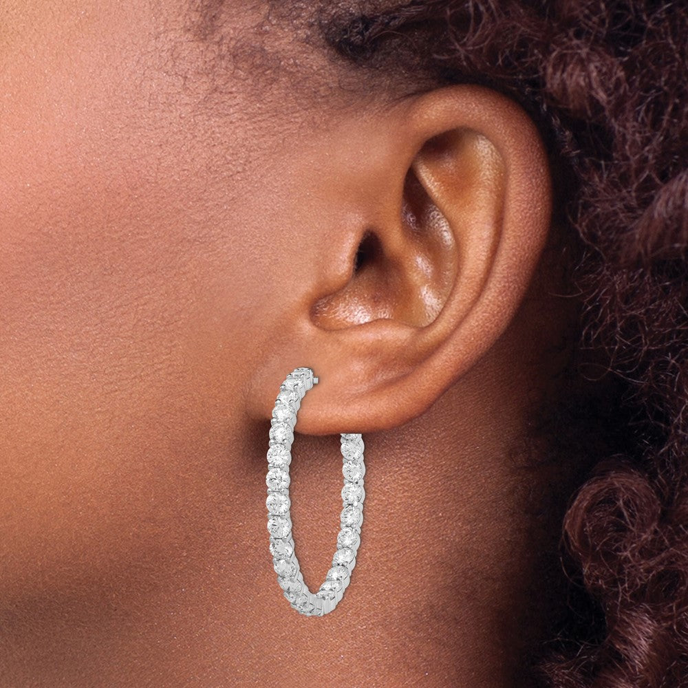 FJC Finejewelers 925 Sterling Silver Rhodium Plated CZ In and Out Hinged Hoop Earrings 38 x 37 mm