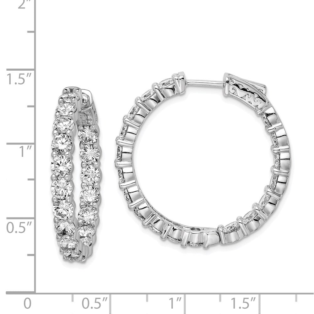 FJC Finejewelers 925 Sterling Silver Rhodium Plated CZ In and Out Hinged Hoop Earrings 29 x 29 mm