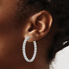 FJC Finejewelers 925 Sterling Silver Rhodium Plated CZ In and Out Hinged Hoop Earrings 39 x 39 mm